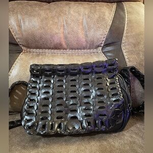 Elegant Black Woven Shoulder Bag